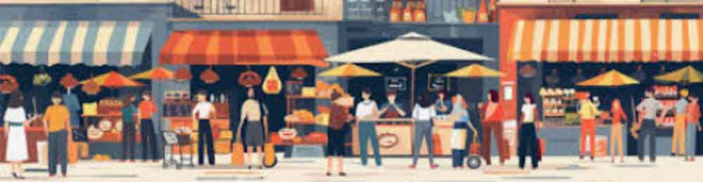 Illustration de commerces locaux et responsables
